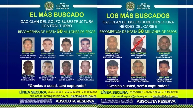 Cartel De Miembros Del Clan Del Golfo Más Buscados Por Homicidios 8022