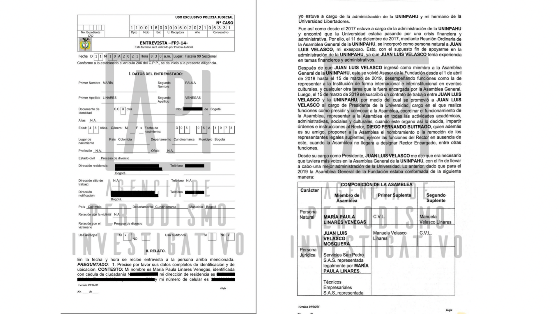 Ampliación de denuncia en Fiscalía interpuesta por María Paula Linares / Suministrada