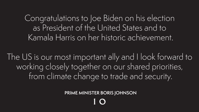 Boris Johnson felicita a Biden