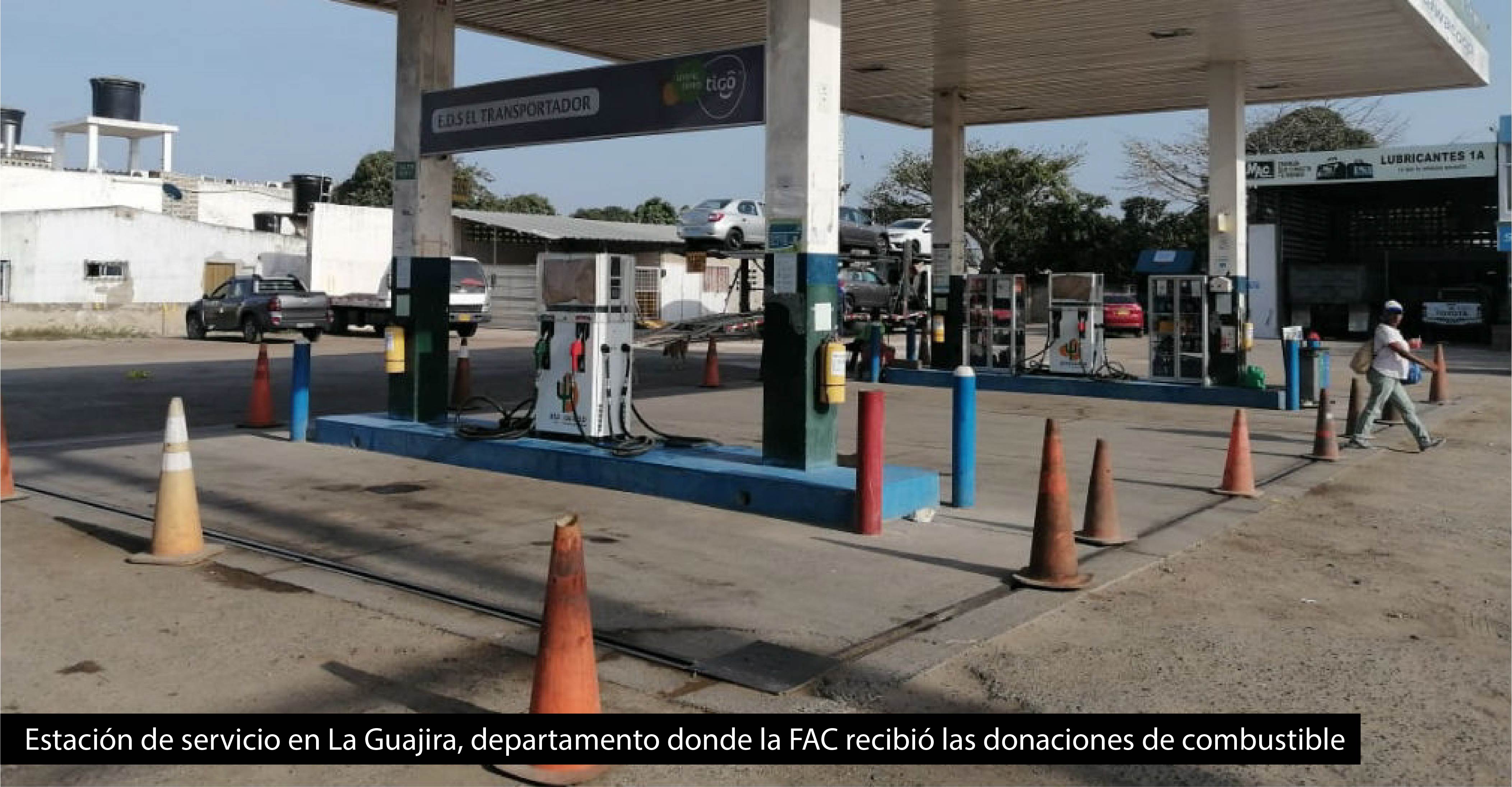Estación de servicio en La Guajira, departamento donde la FAC recibió las donaciones de combustible
