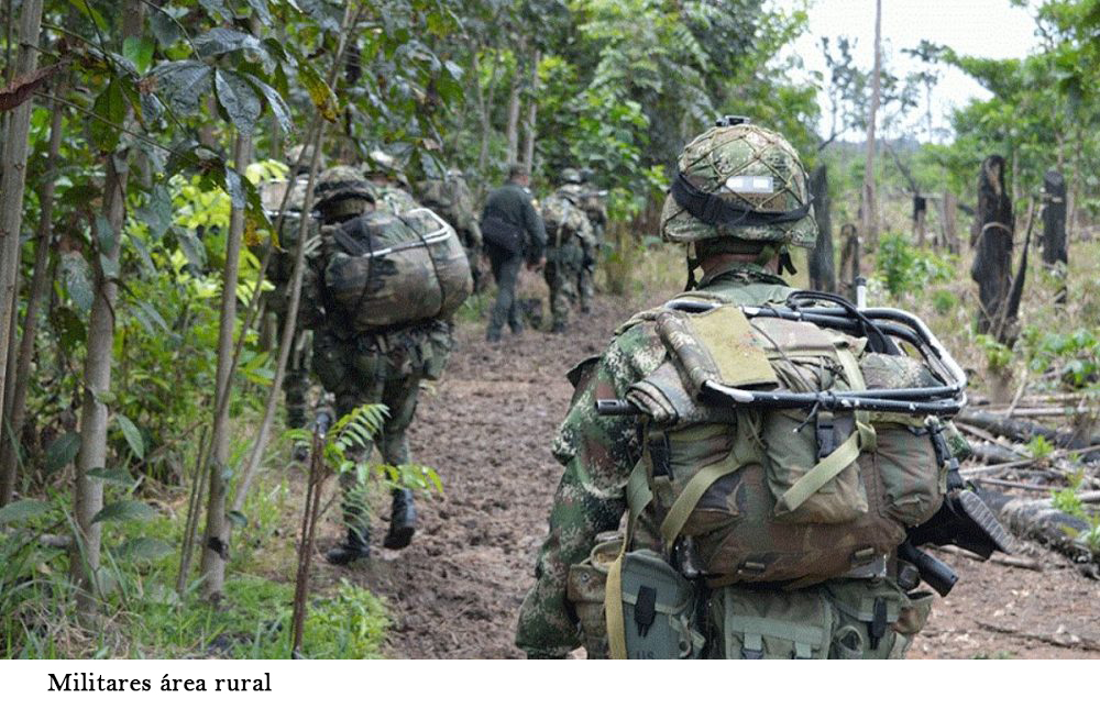 Foto de militares sin que se les vea la cara en area rural