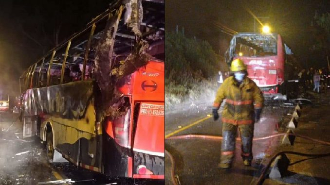 Bus fue quemado por delincuente vía Zipaquirá
