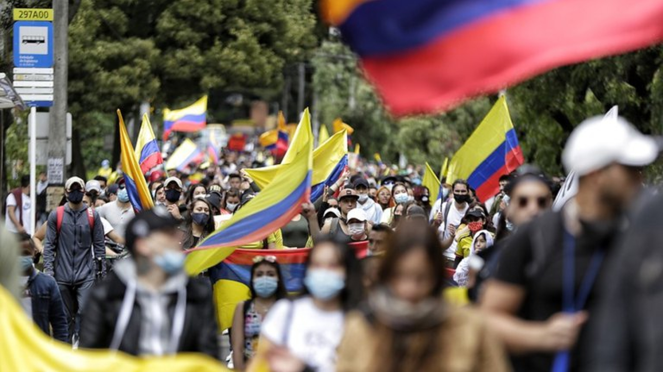 Manifestantes durante el Paro Nacional en Colombia