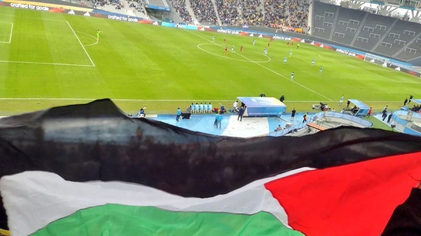 BANDERA DE PALESTINA EN PARTIDO DE SUB 20