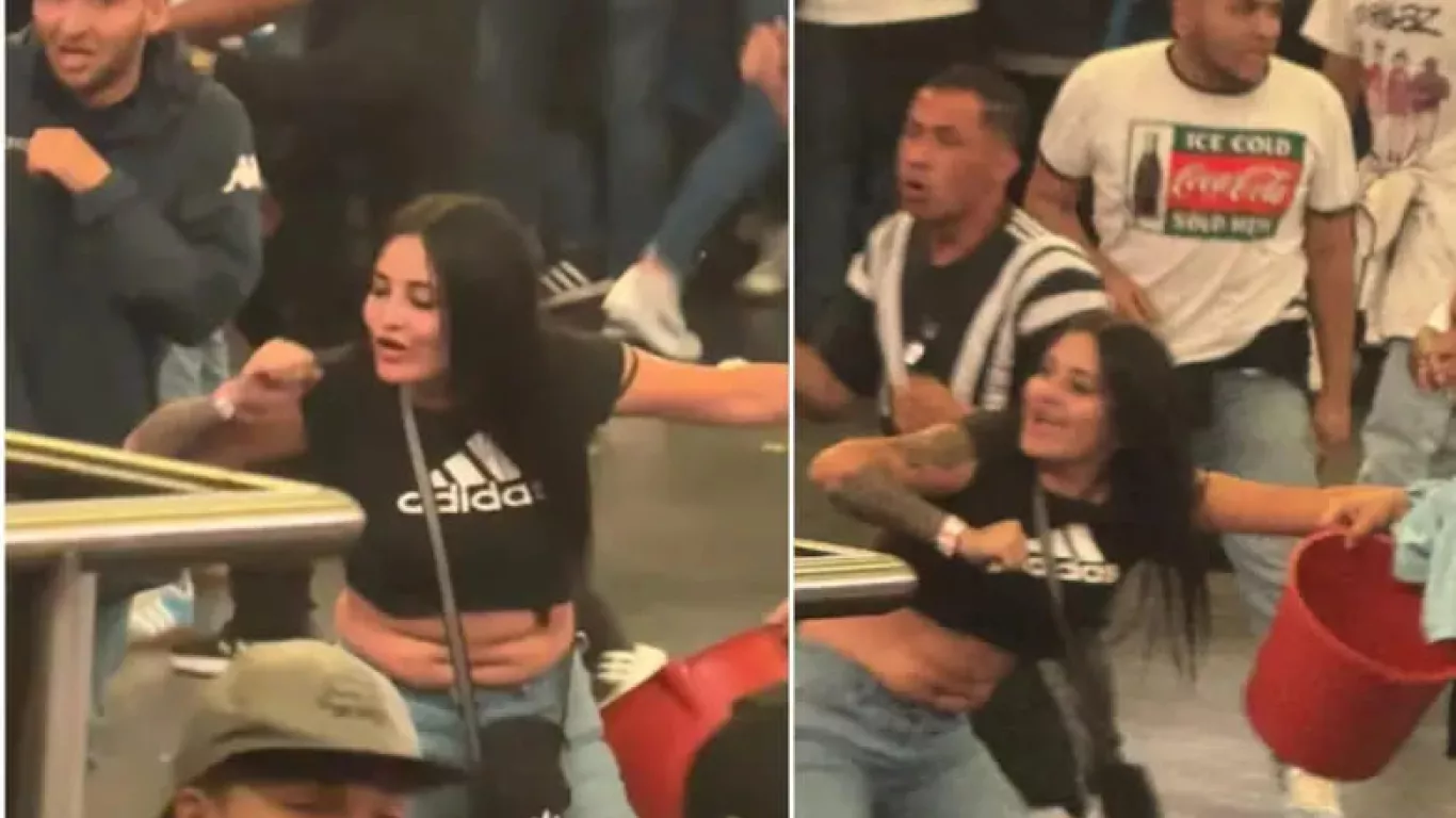 Una mujer que fue grabada amenazando con un cuchillo a los asistentes